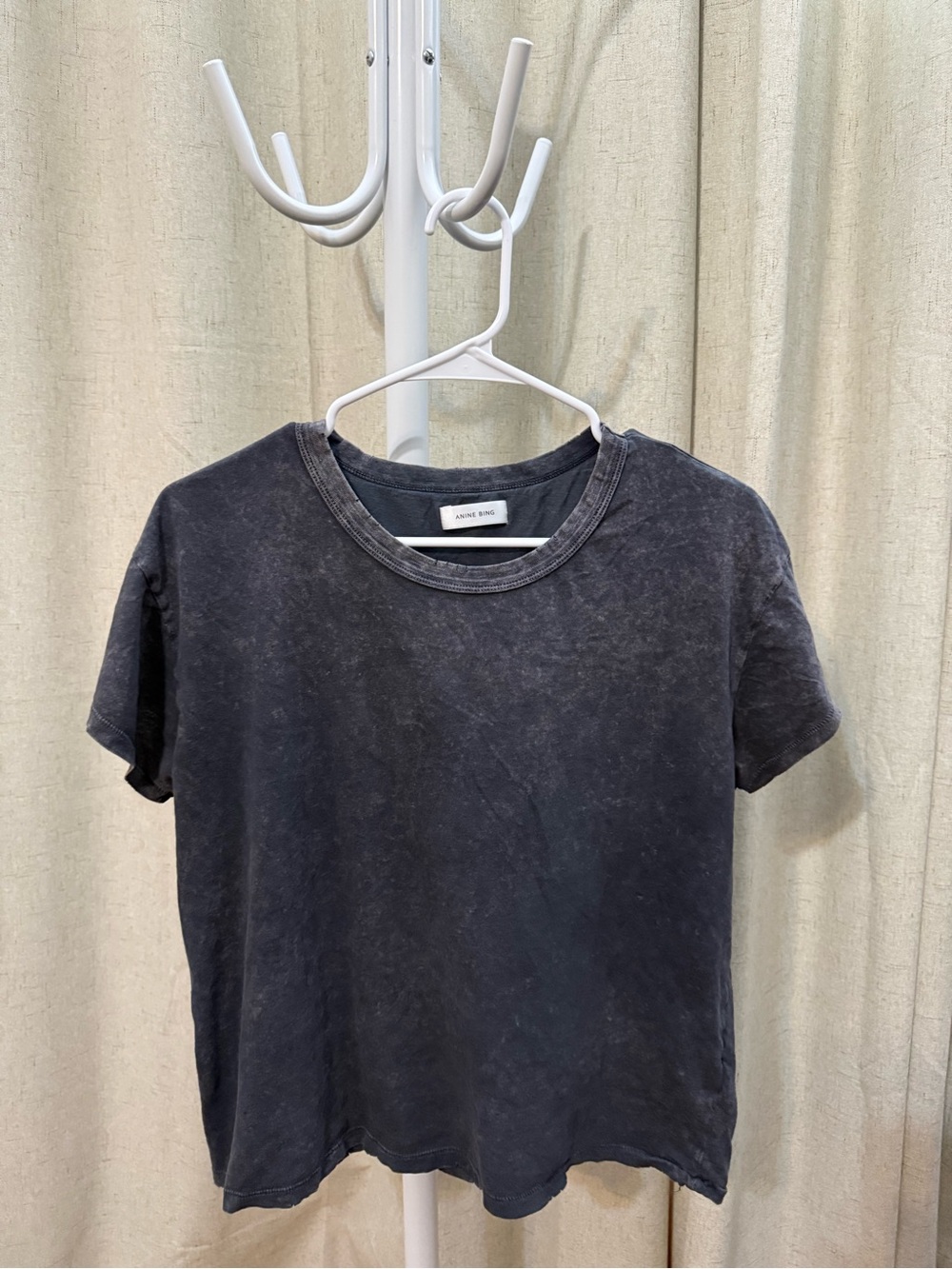Anine Bing  Denim Washed Black Short Sleeve Tee size medium